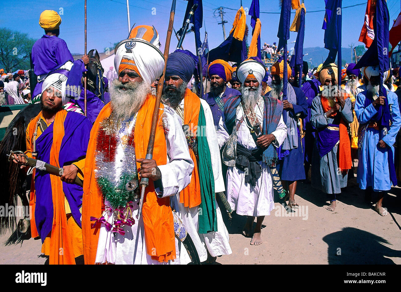 India, Punjab State, Anandpur Sahib,  procession of the Hola Mohalla, sikh festival Stock Photo