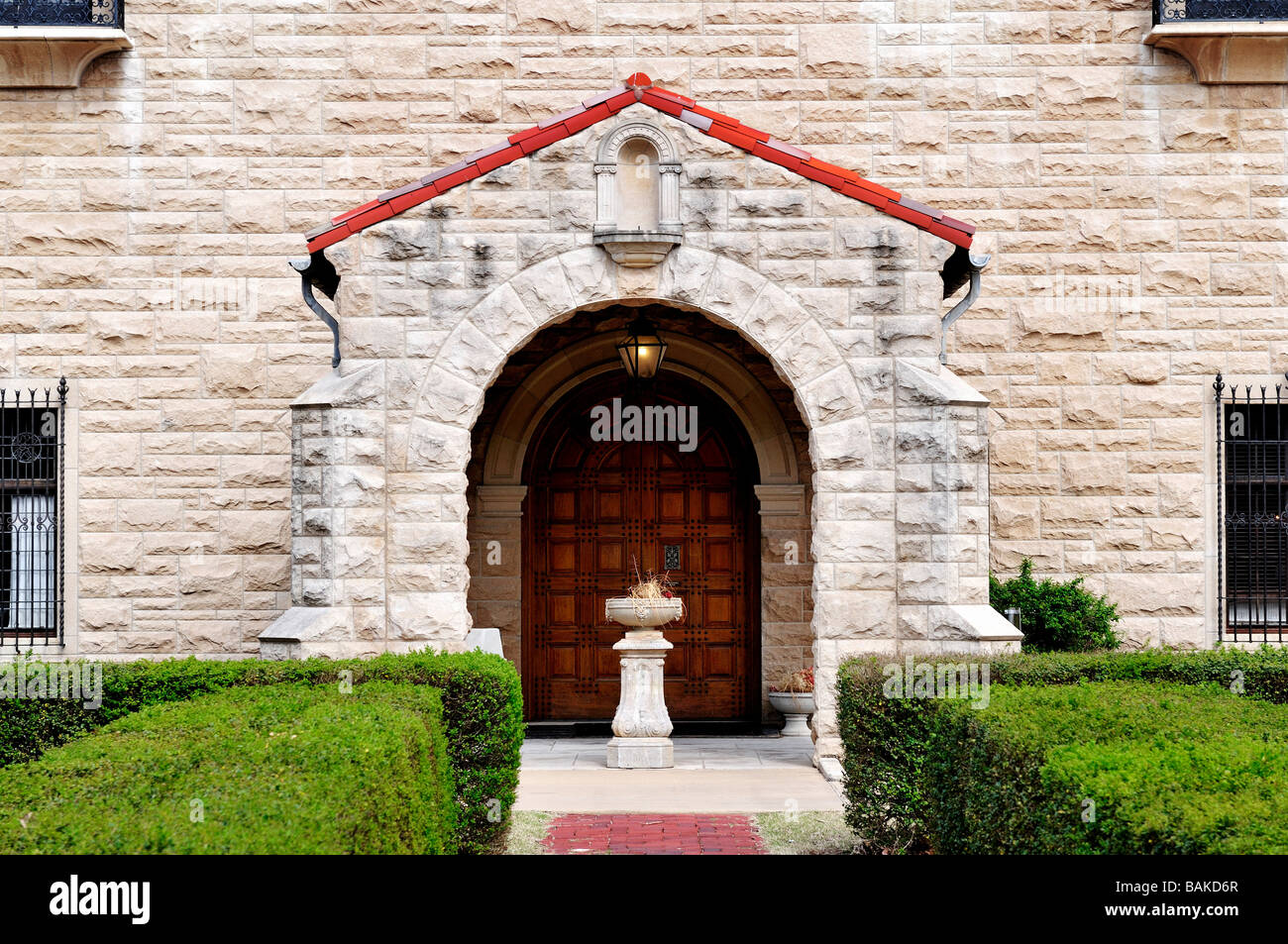 The entrance, west view, of the Marland Mansion in Ponca City, Oklahoma