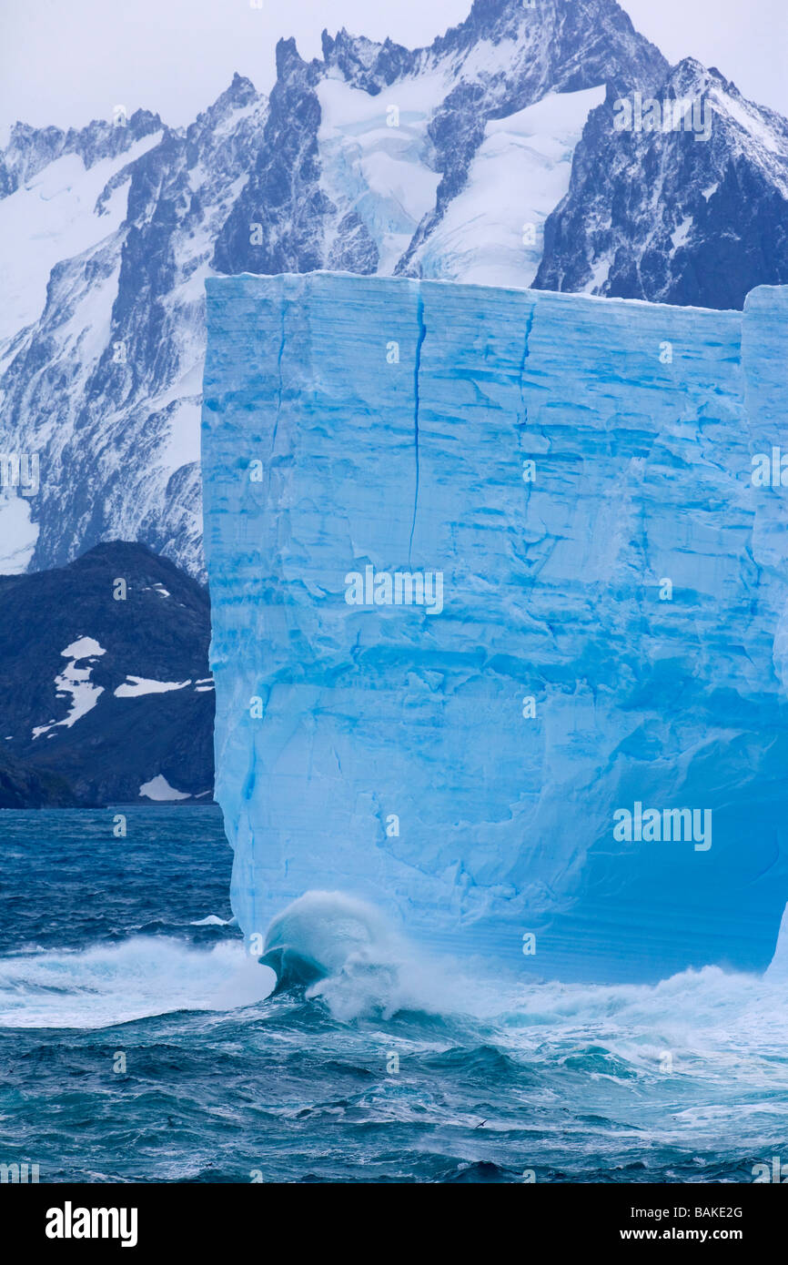 Blue tabular iceberg in Cooper Bay South Georgia Antarctica Stock Photo