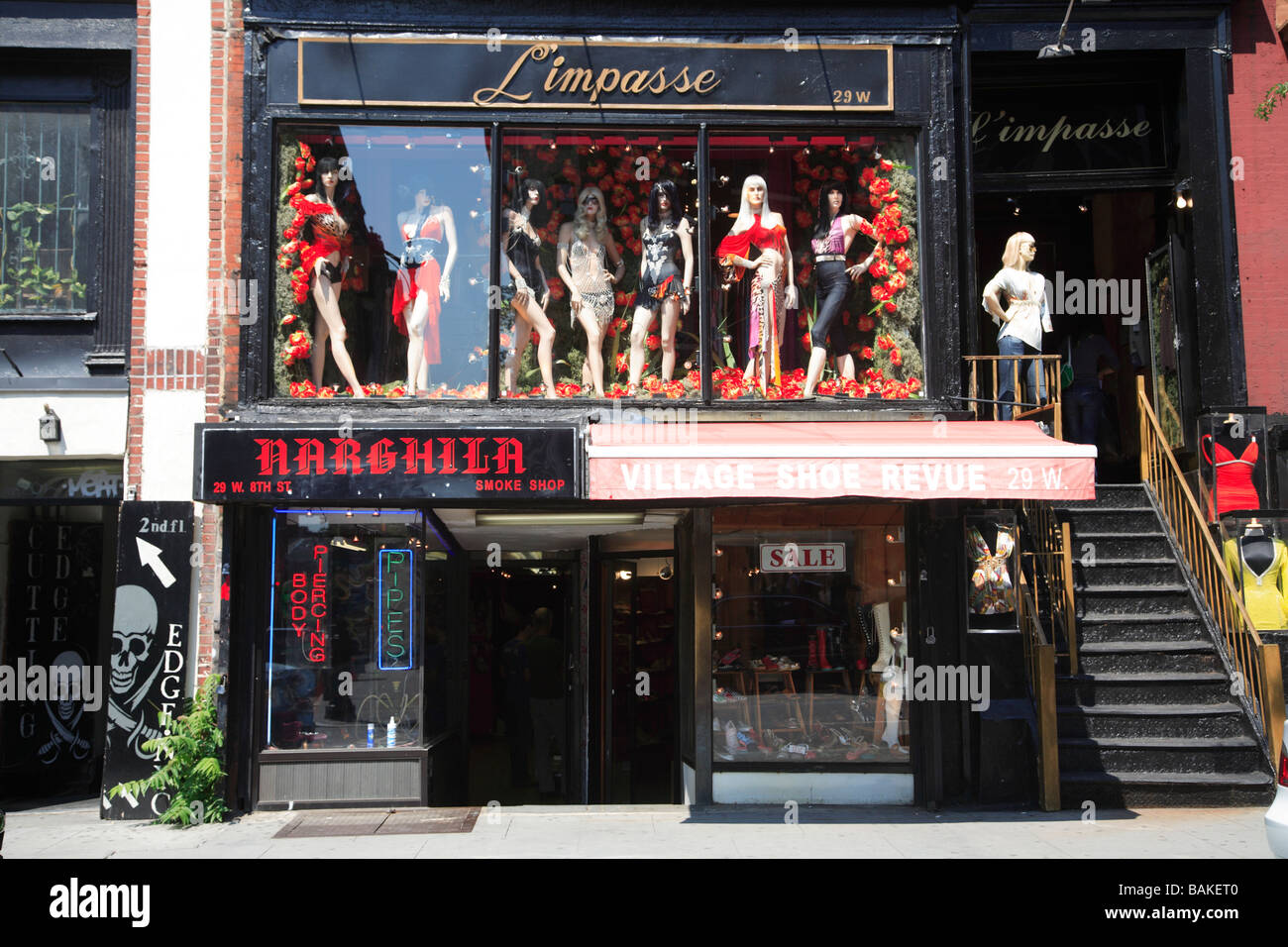Trendy shops 8th Street Greenwich Village New York City Stock Photo Alamy