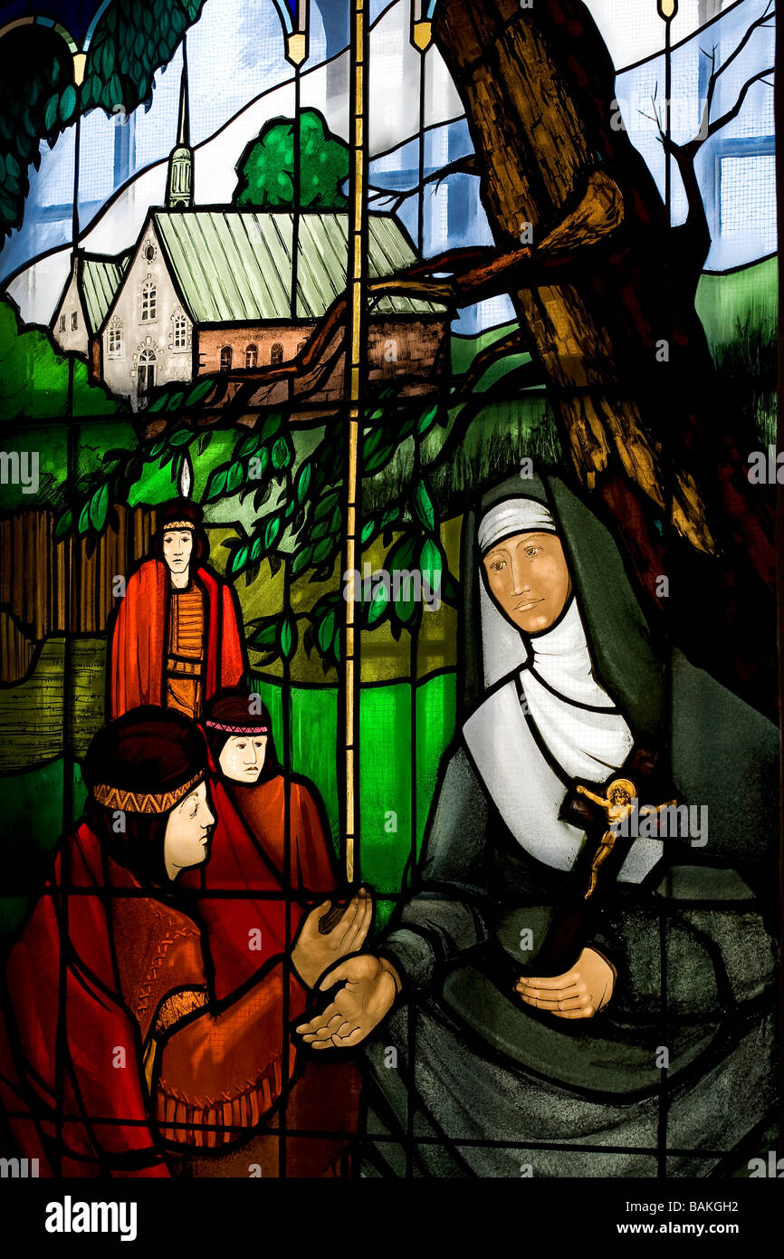 Canada, Quebec Province, Quebec City, Ursulines Chapel, stained glass