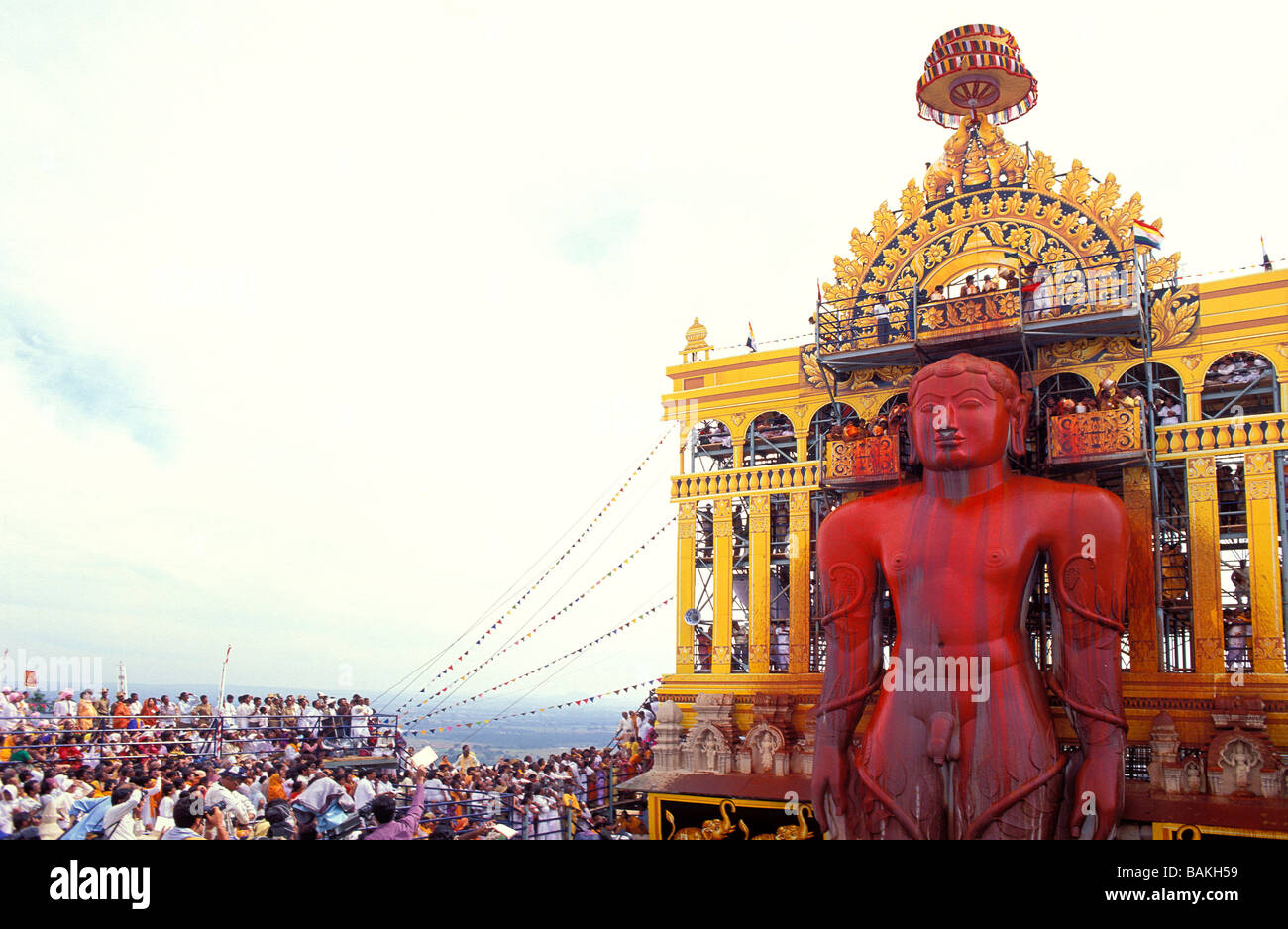 India, Karnataka State, Shravanabelagola, the most important religious place of the Jainism, the mahamastakabisheka is the head Stock Photo