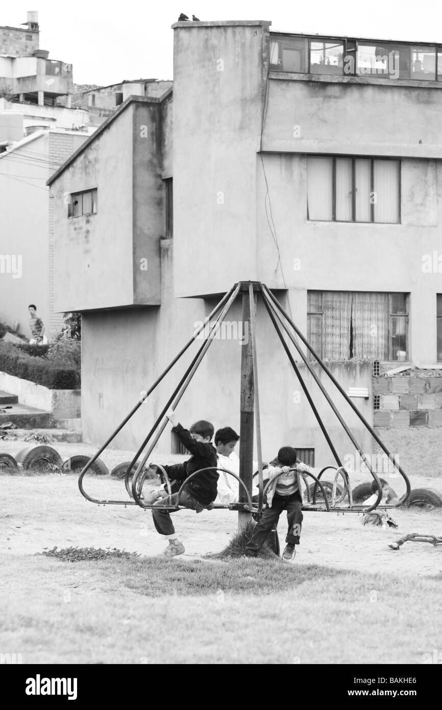 Children playing in a playground, Tunja, Boyacá, Colombia, South America Stock Photo