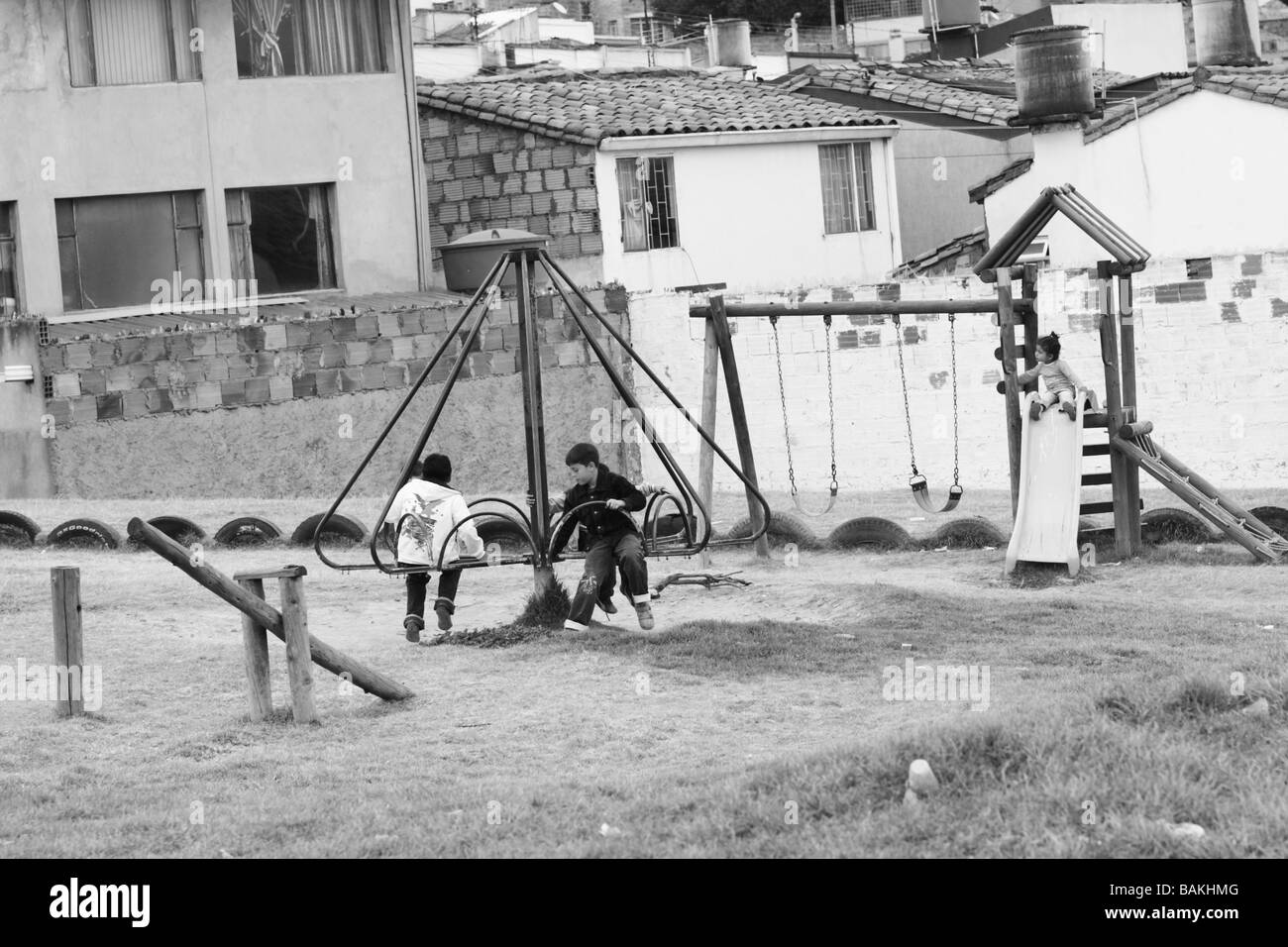 Children playing in a playground, Tunja, Boyacá, Colombia, South America Stock Photo