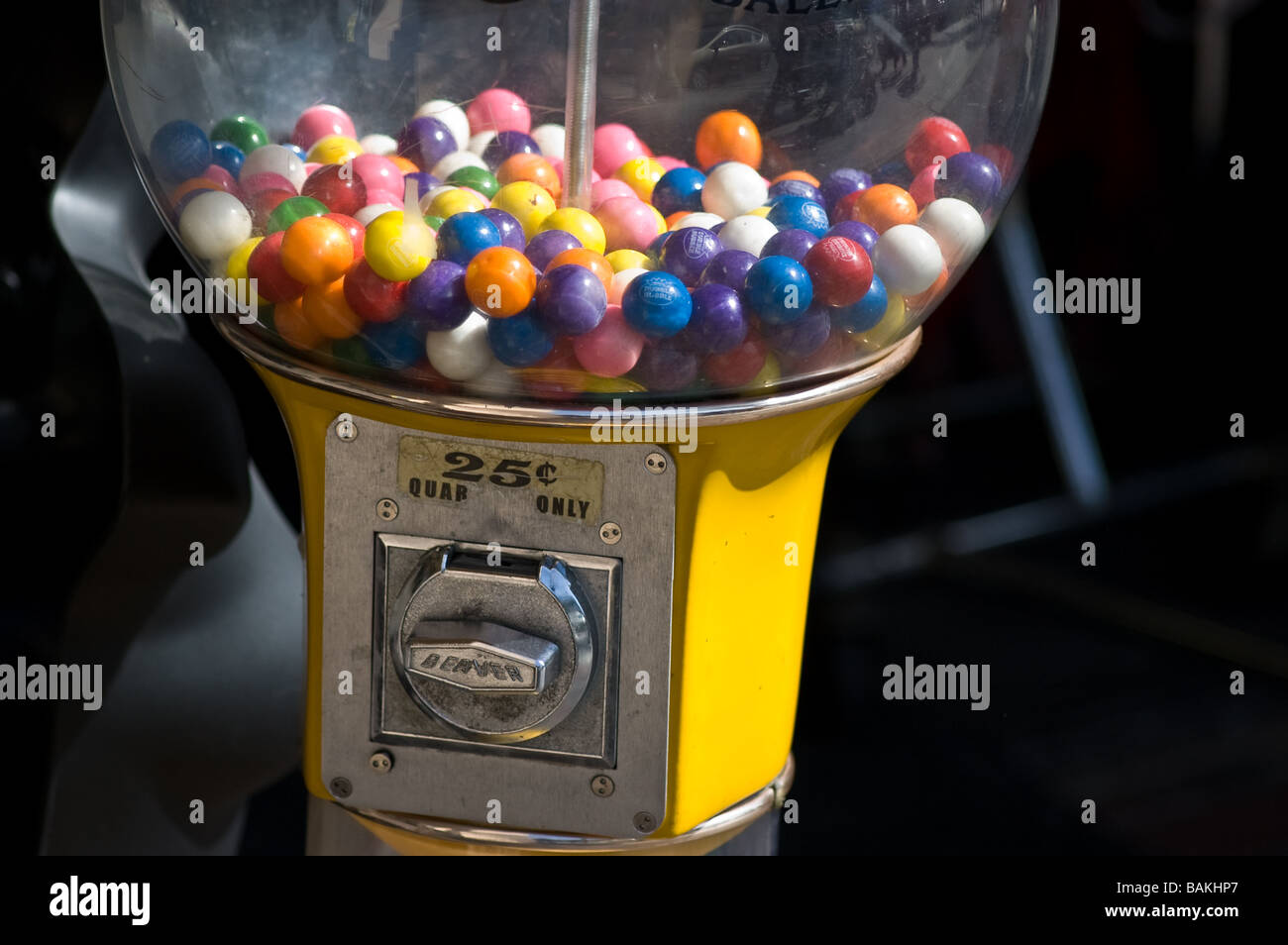 A gum ball candy machine outside of a shop on Main Street; Huntington