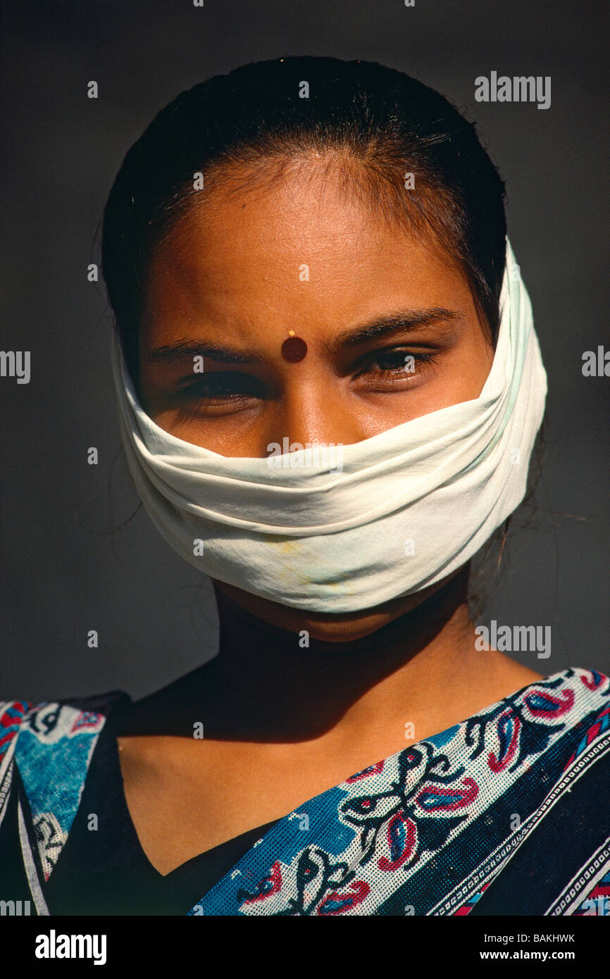 India, Gujarat State, Palitana, Jain faithful always wear a mask during