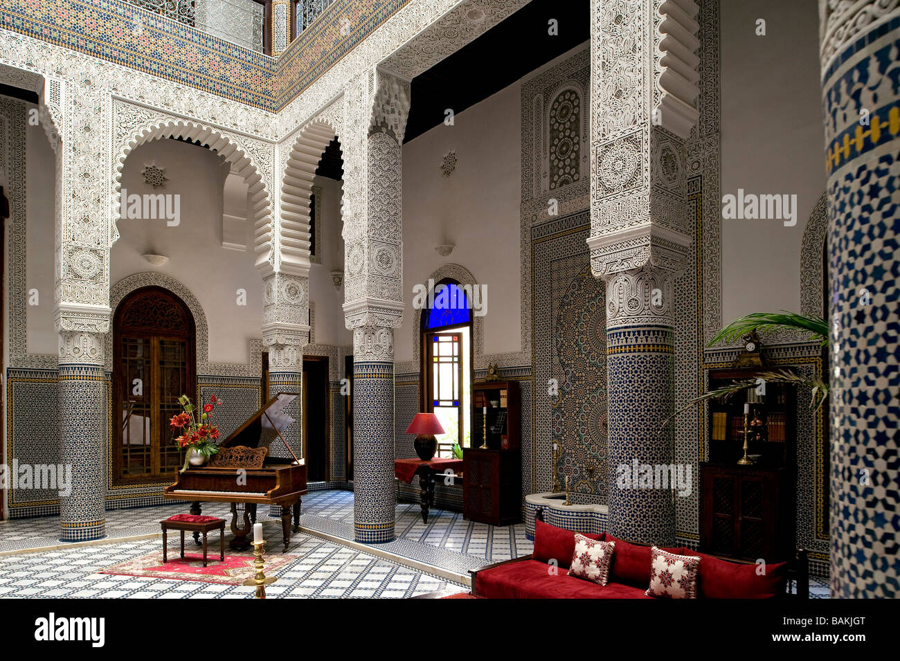 Morocco, Middle Atlas, Fez, Imperial City, Fez El Bali, medina listed as  World Heritage by UNESCO, Riad Fes luxury hotel Stock Photo - Alamy