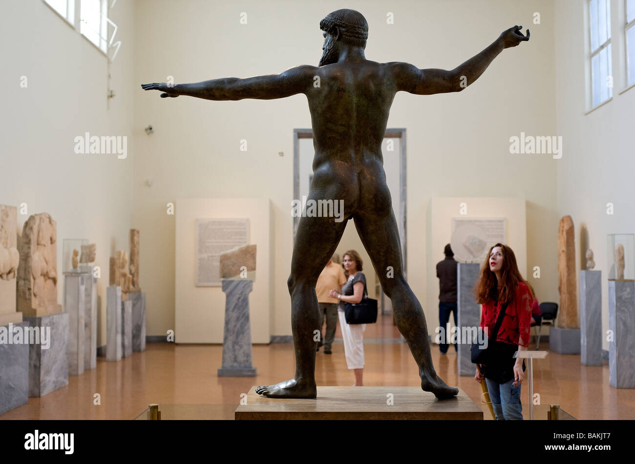 Greece, Athens, National Archaeological Museum's bronze statue of Poseidon or Zeus Artemision (460 av. JC) Stock Photo