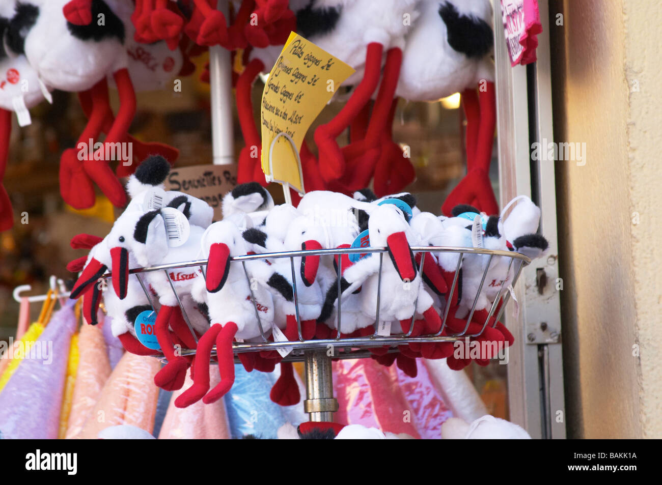 gift and souvenir shop cuddly storks ribeauville alsace france Stock Photo