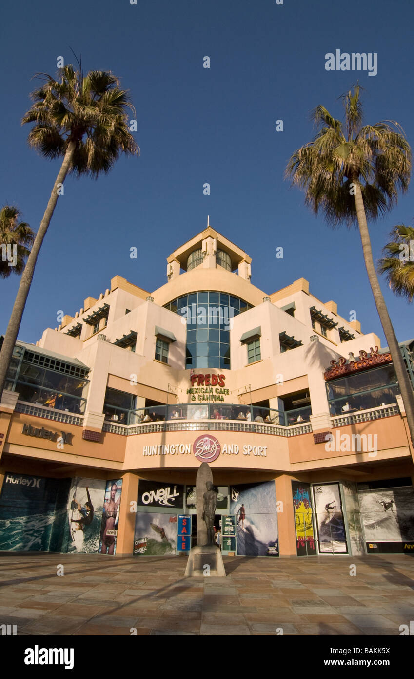 A shopping mall in downtown Huntington Beach off of Pacific Coast