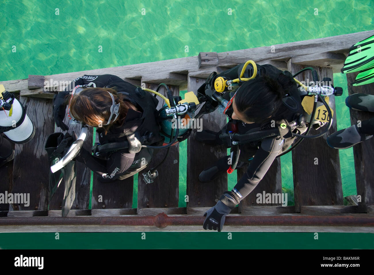 Scuba divers ready Stock Photo Alamy