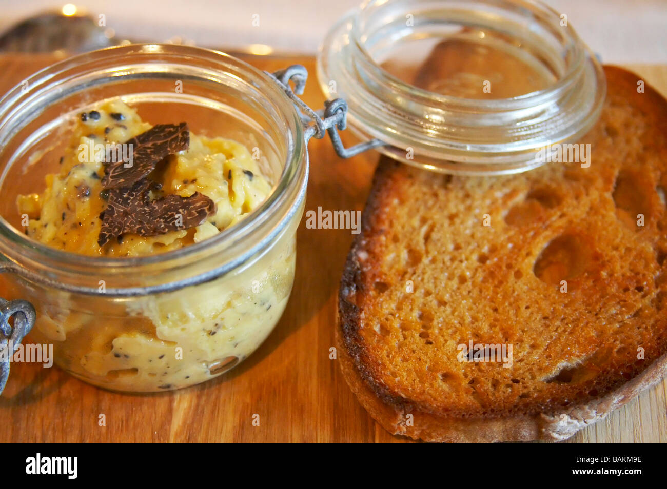 scrambled egg fresh black truffles and bread rhone france Stock Photo