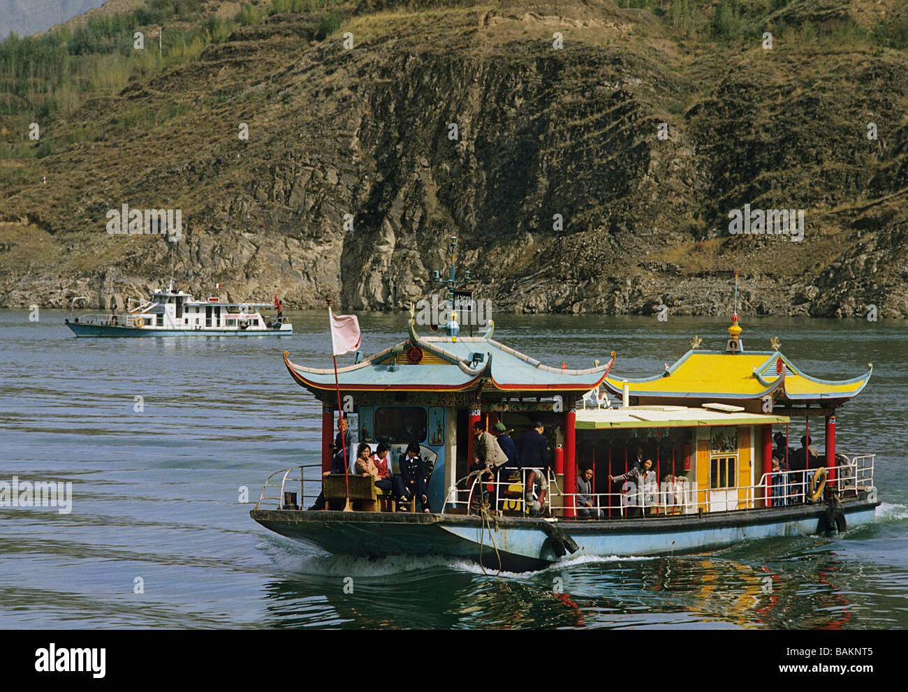 China, Gansu province, near Lanzhou, boats on the Yellow river Stock Photo