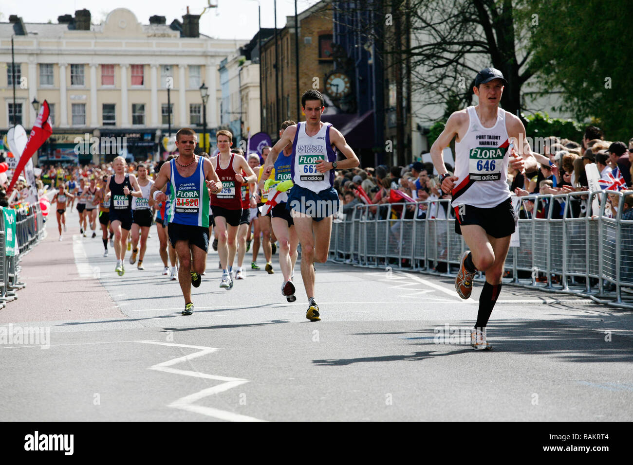 The 2009 London Marathon in Greenwich. Stock Photo