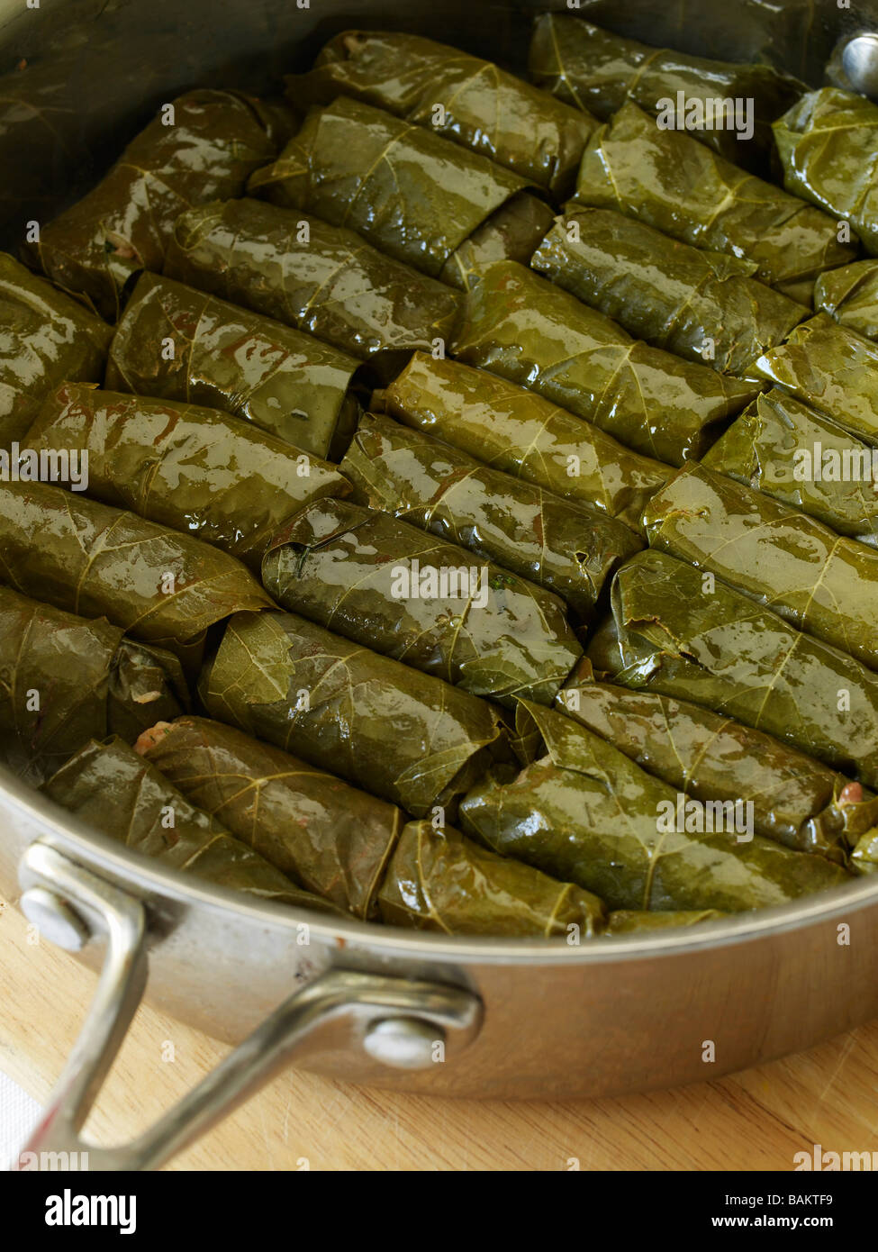 Stuffed Vine Leaves in a saucepan Stock Photo Alamy
