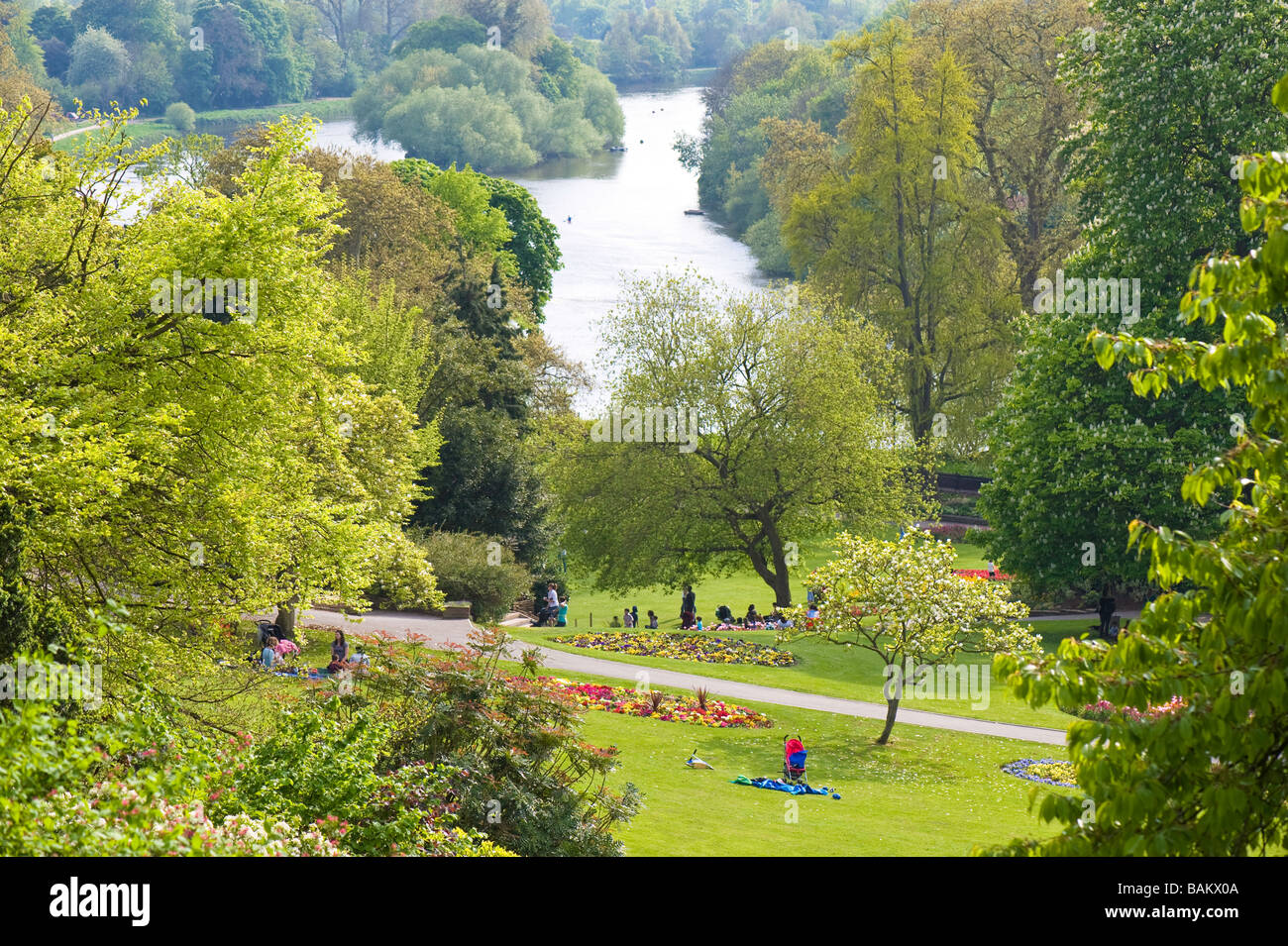 View of Thames River from Richmon Hill Richmond TW10 Surrey United Kingdom Stock Photo