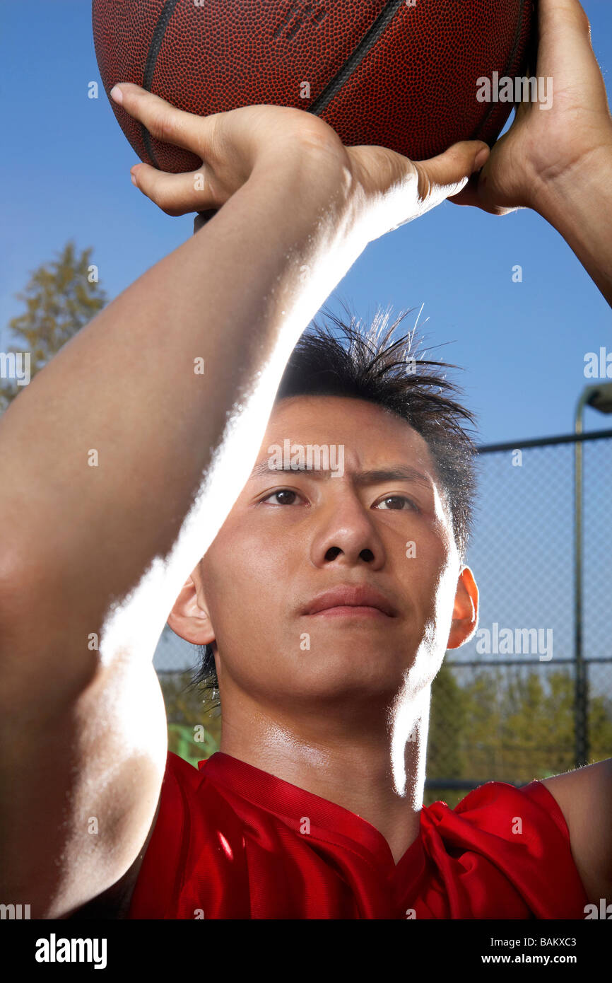 Basketball Player Shooting Hoops Stock Photo Alamy