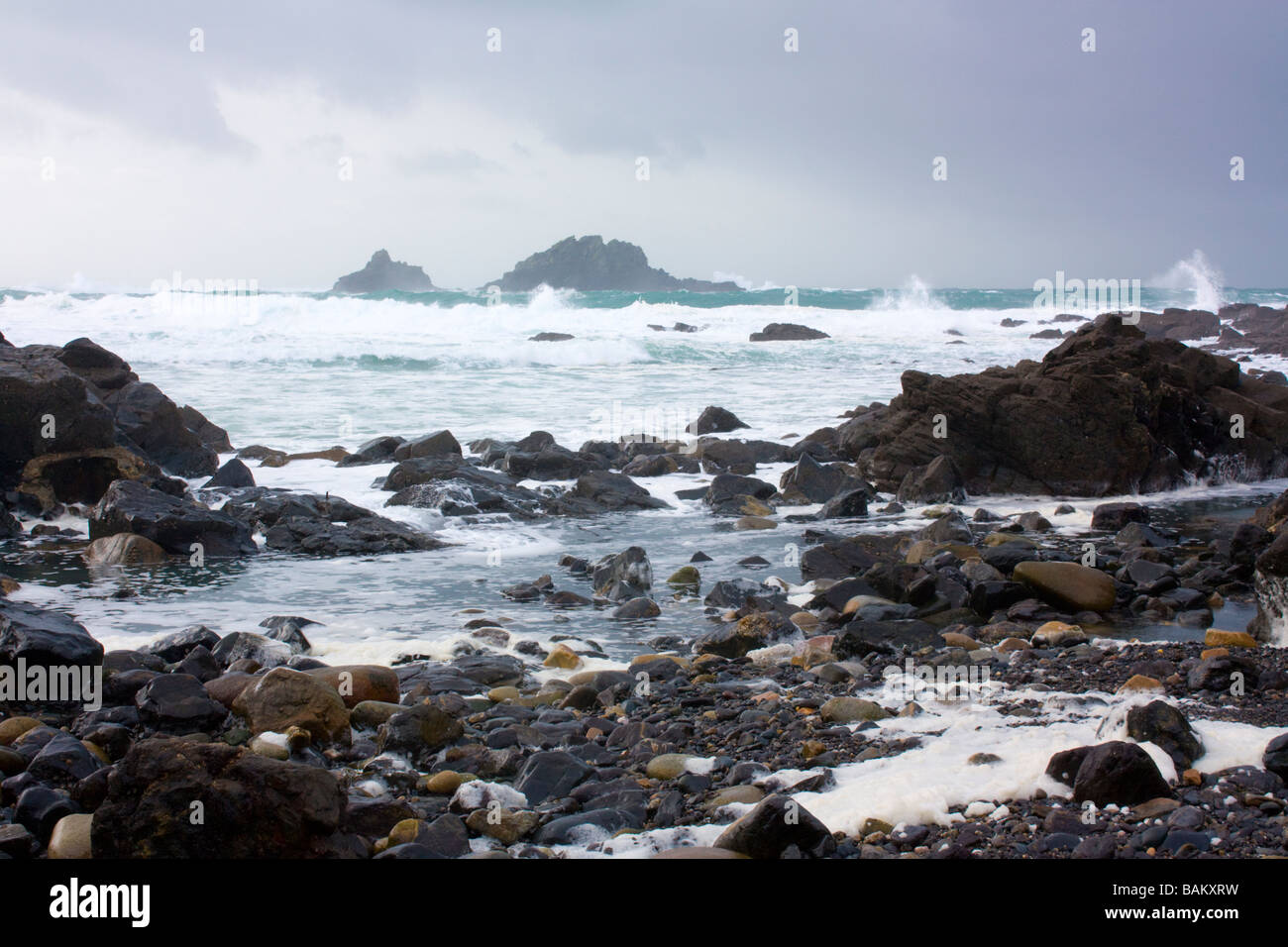 Waves crashing Priests Cove Stock Photo Alamy