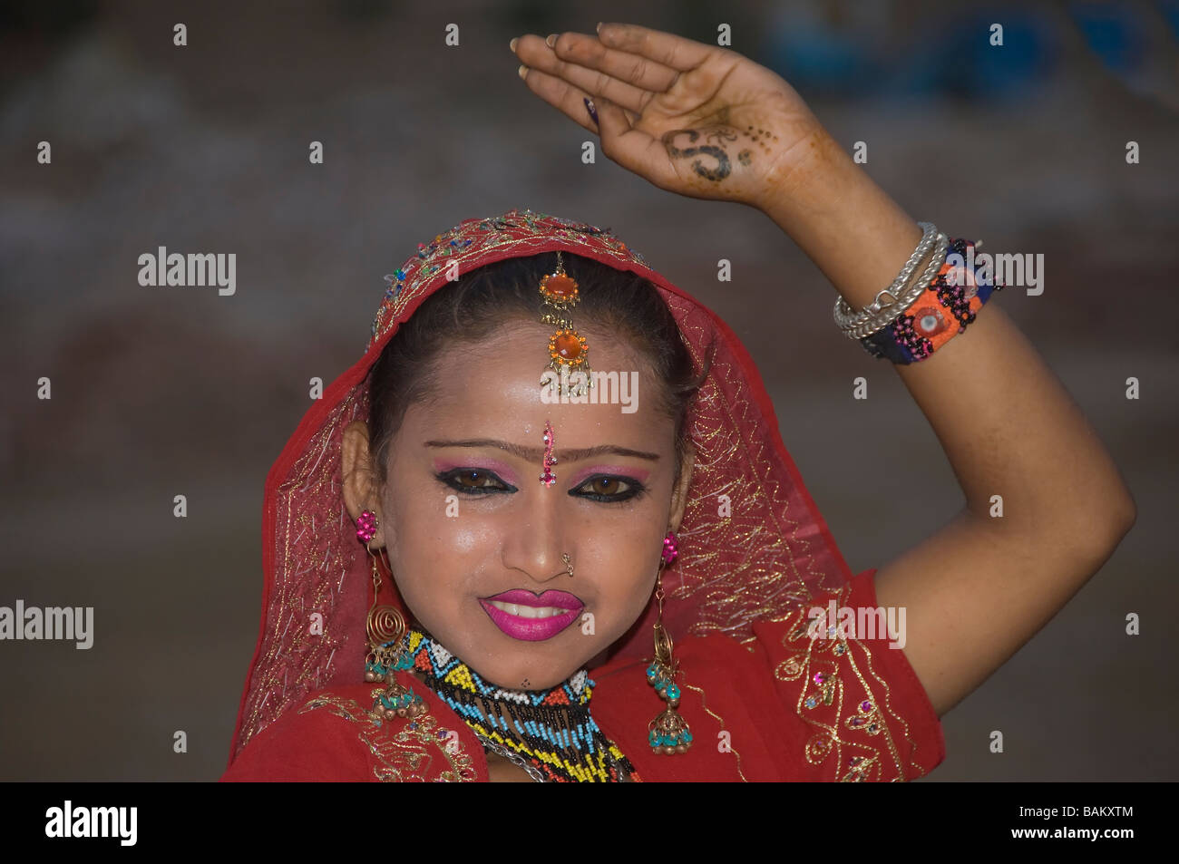 Indian dancer in traditional clothing Jaipur Rajasthan India Stock
