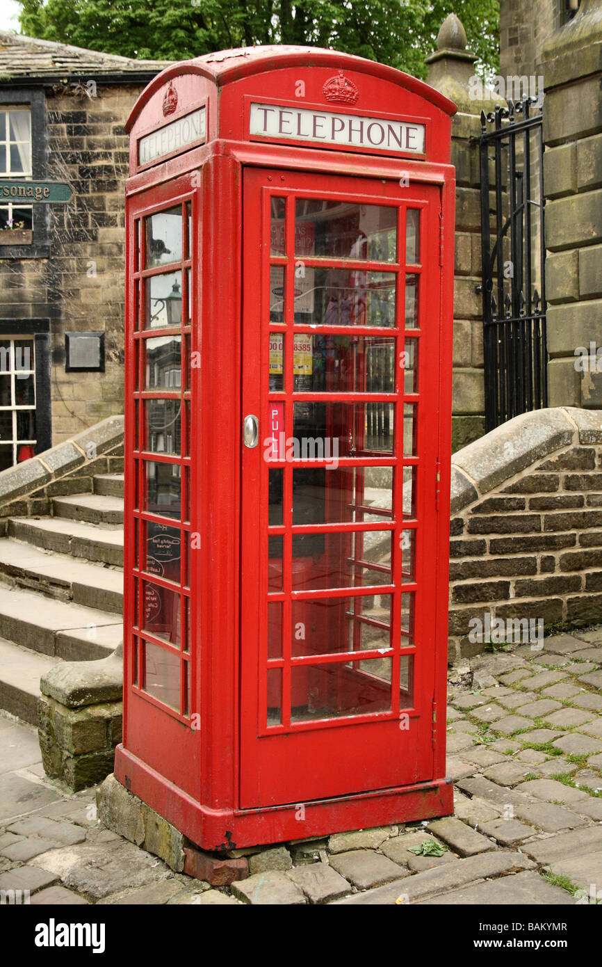 Red Telephone Box.The K2 design by Sir Giles Gilbert Scott was chosen and mainly introduced to large provincial towns. Stock Photo
