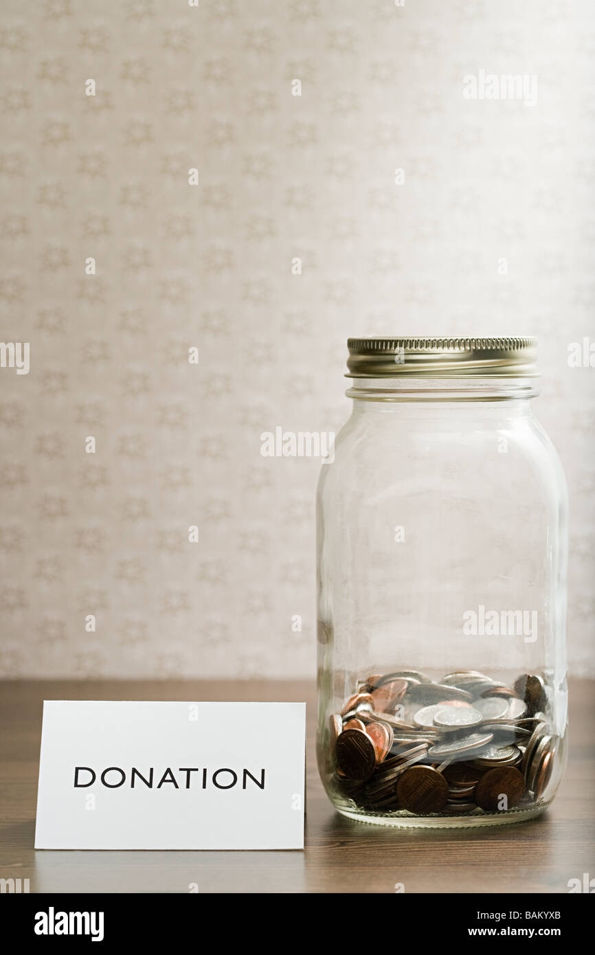 Donation jar Stock Photo Alamy