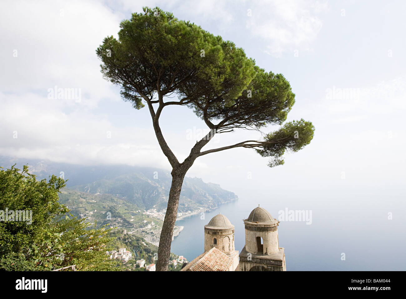 Church and tree in ravello Stock Photo