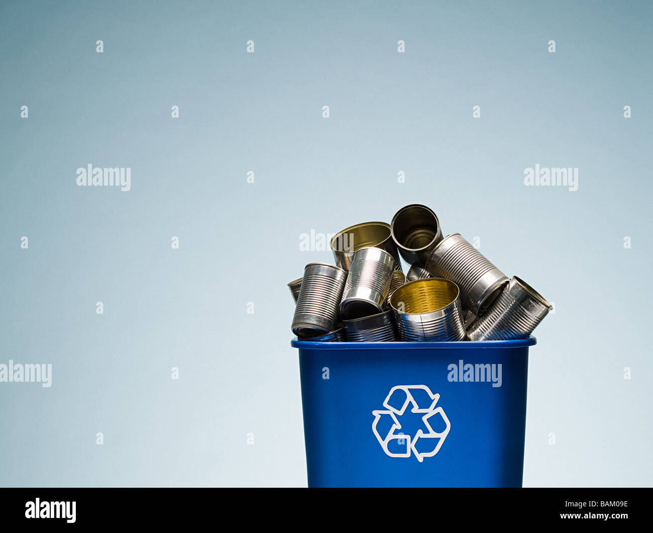 Tin cans in a recycling bin Stock Photo Alamy