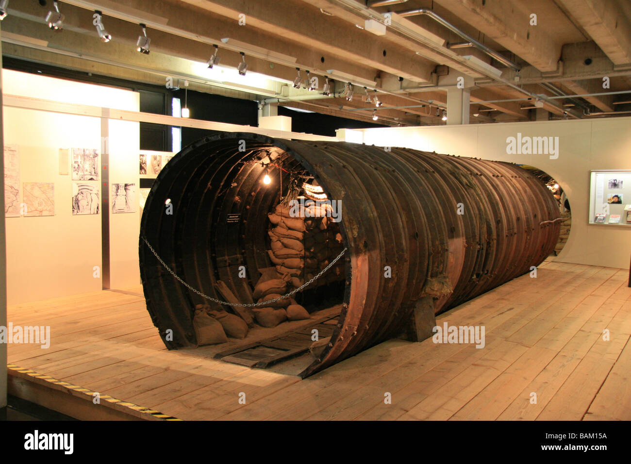 A preserved section of a spy tunnel from under the Berlin Wall in the