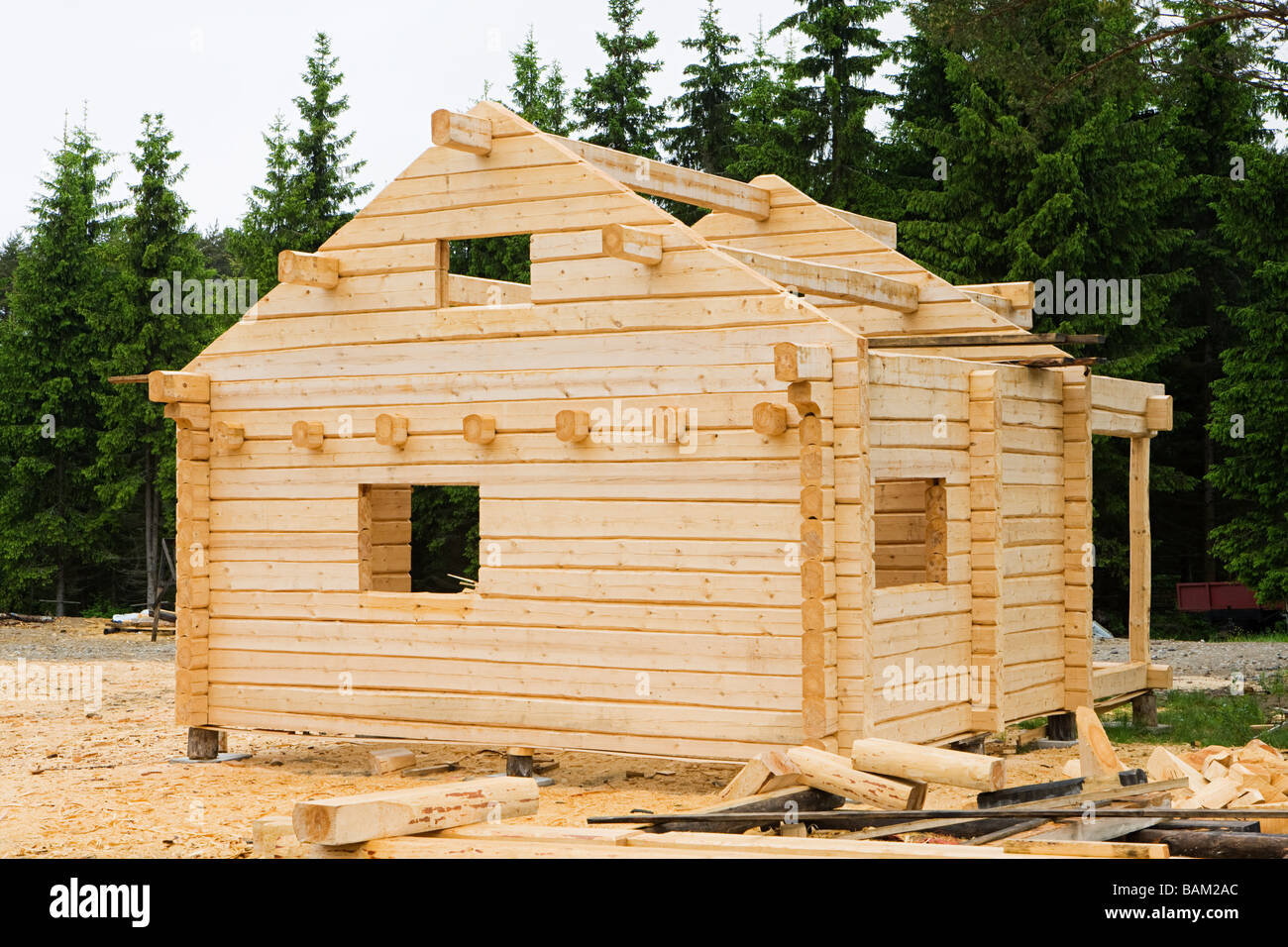 Wooden Cabin Under Construction Stock Photo 23797828 Alamy