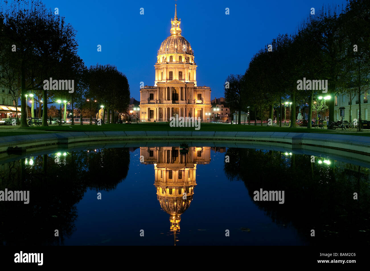 France, Paris, the Invalides illuminated Stock Photo