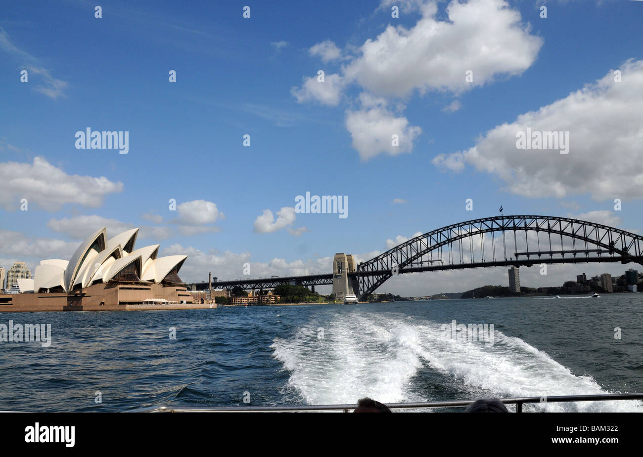Sydney Australia, View of Sydney Bridge and Opera House.Icons of Australia, the bridge opened in 1932, The Opera House in 2003. Stock Photo
