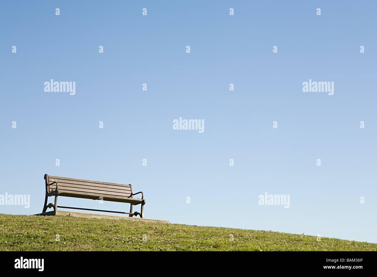 A bench on a hill Stock Photo