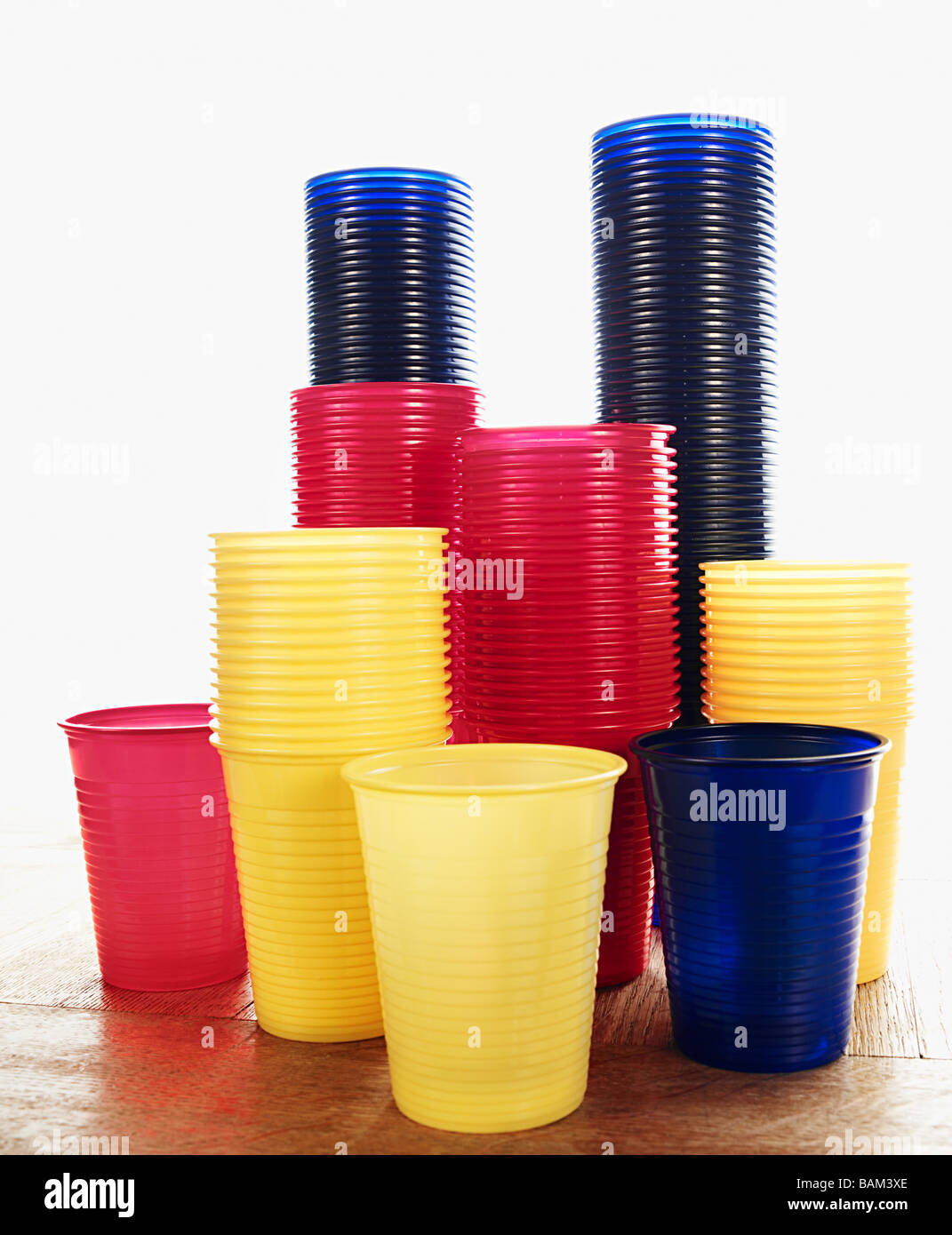 Stacked plastic cups Stock Photo