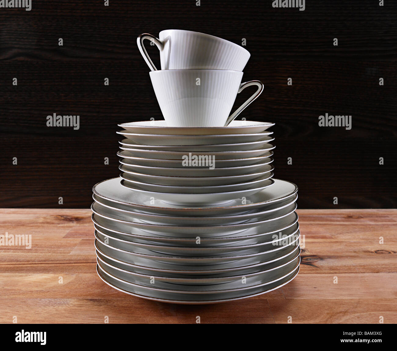 Stacked tea cups and plates Stock Photo Alamy