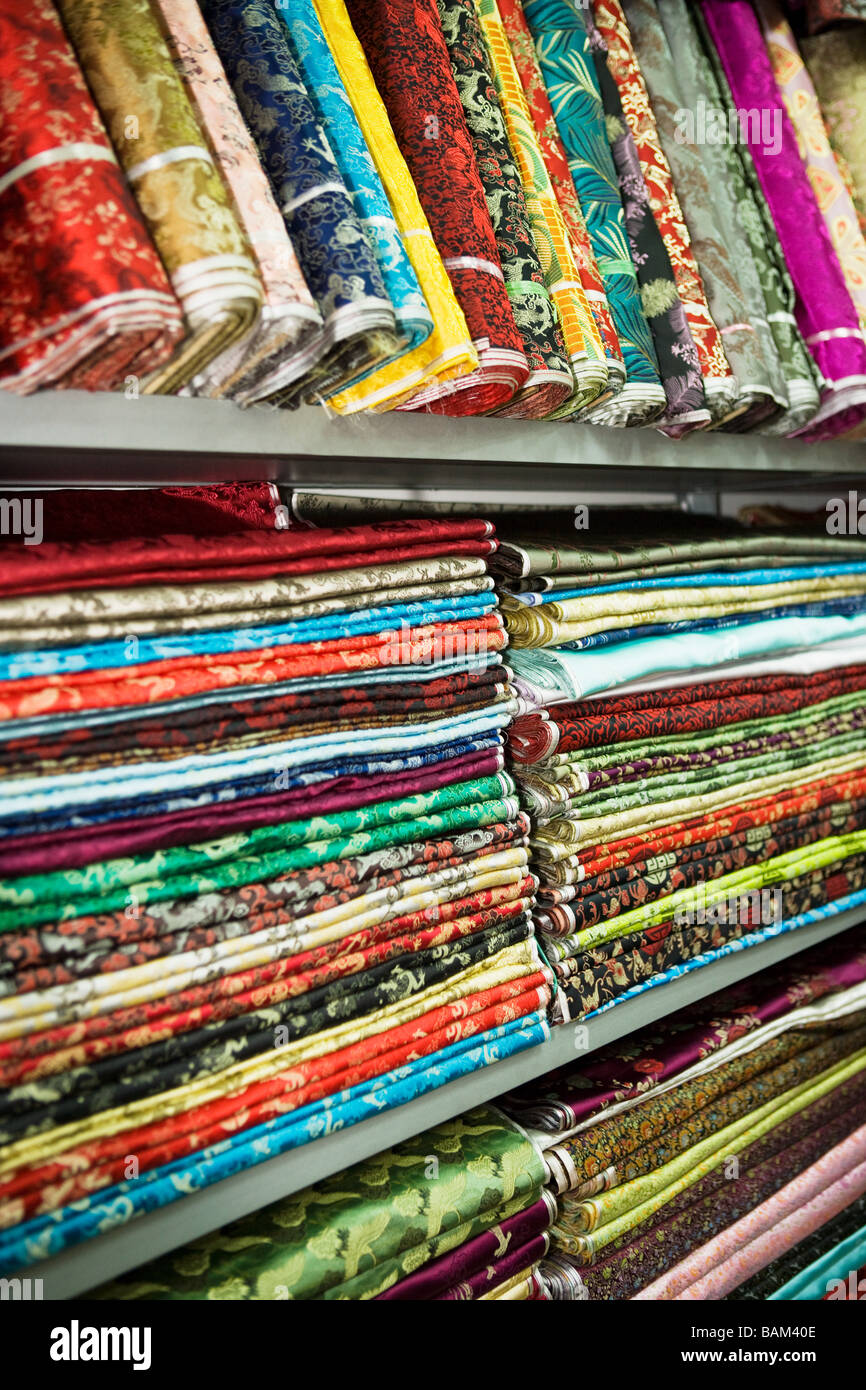 Textiles in shanghai market Stock Photo