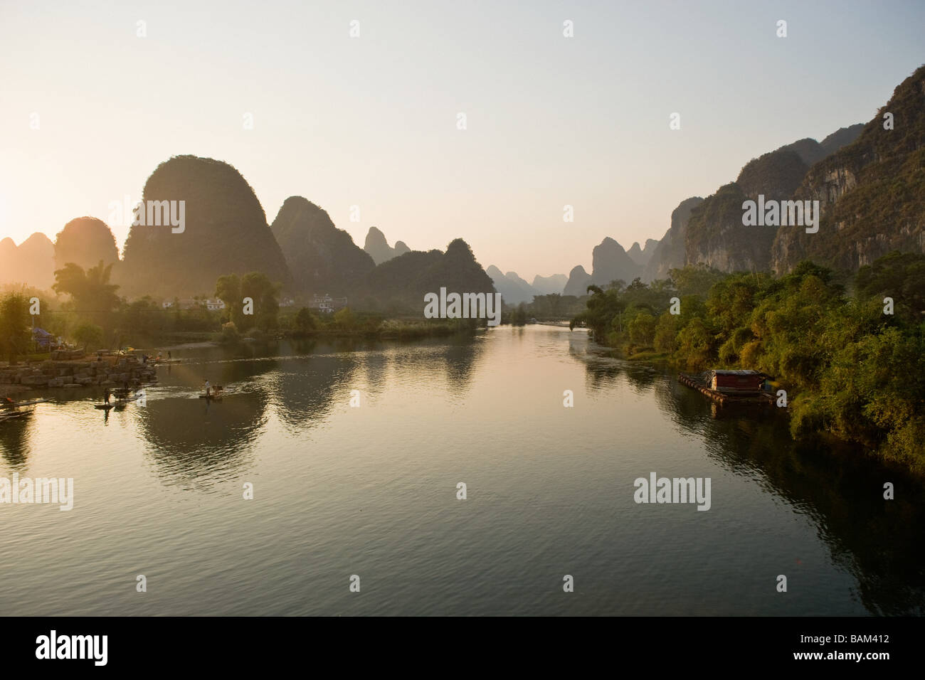 Yulong river and karst landscape Stock Photo