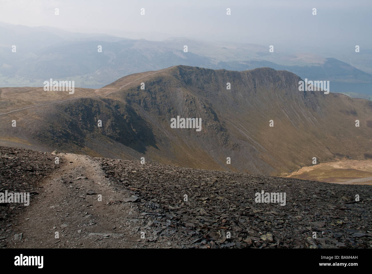 Looking down on Longside Ridge and Ullock Pike from Skiddaw, Lake District, Cumbria Stock Photo