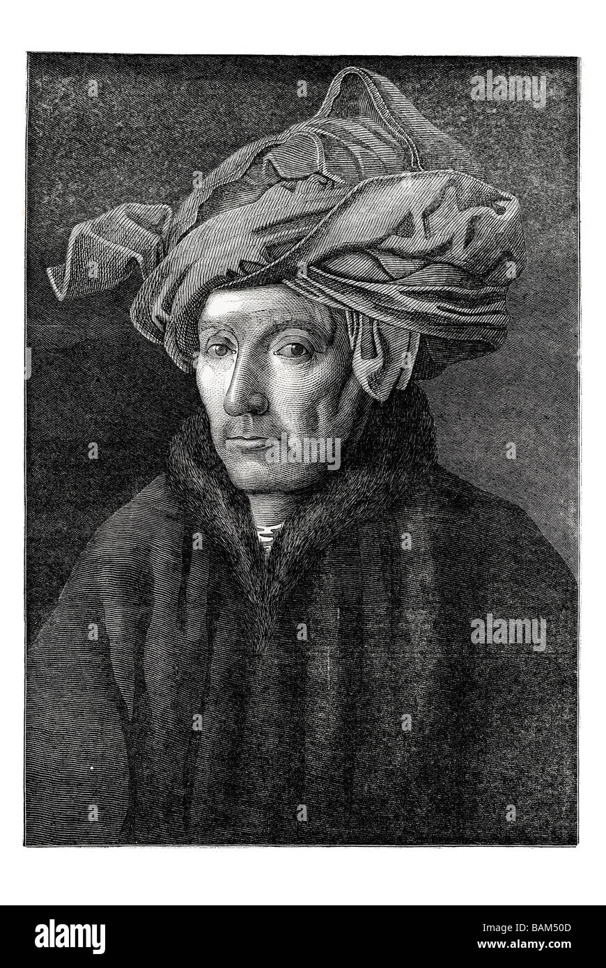 portrait of a gentleman painted by Jan van Eyck Stock Photo