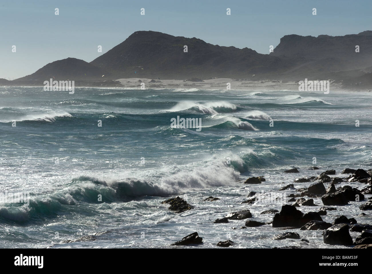 Waves coming into Platboom Bay at the Cape of Good Hope South Africa Stock Photo