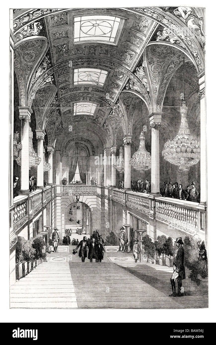 hotel de ville the grand staircase the great exhibition fetes paris Renaissance ceremonial rooms 1851 Stock Photo