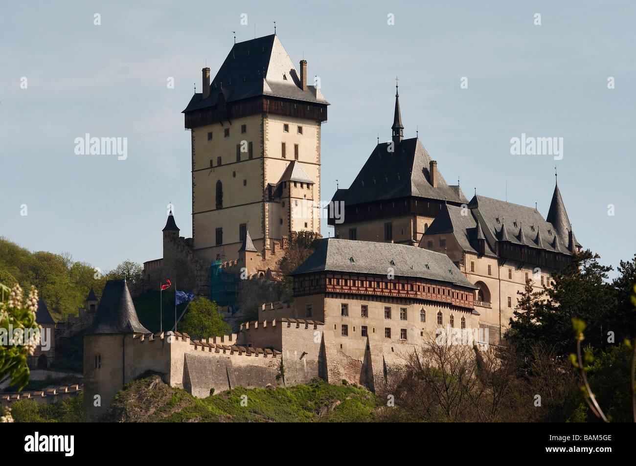 Carl´s stone - Karlstejn - Karlstein - large Gothic castle founded 1348  by Charles IV Stock Photo