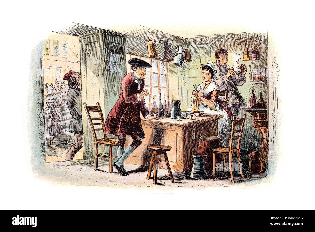 the wine shop tale Two Cities Charles Dickens novel set London Paris French Revolution plight proletariat brutal Stock Photo