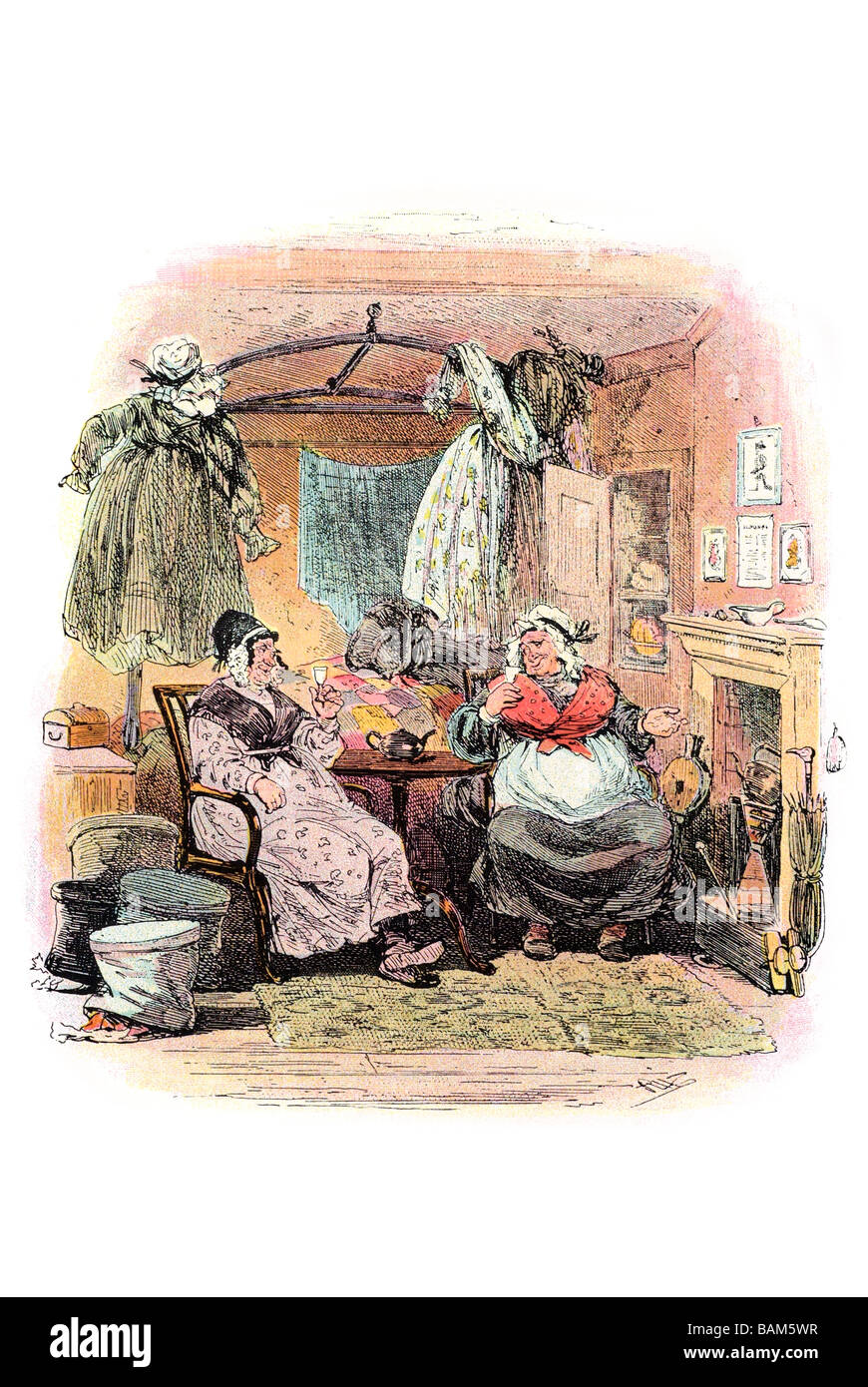 mrs gamp propoges a toast The Life and Adventures of Martin Chuzzlewit charles dickens Stock Photo