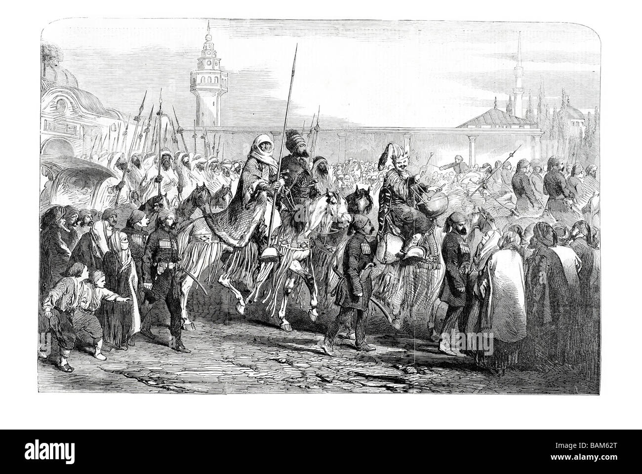 kara fatima hanoun with her kurd cavalcade at constantinople 1854 Stock Photo
