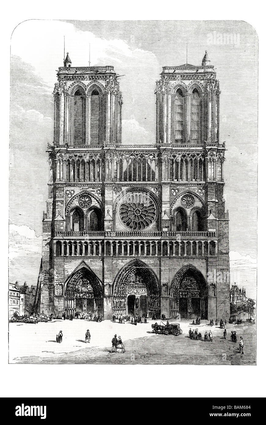 the cathedral of notre dame paris 1855 Gothic Île de la Cité archdiocese cathedra official chair Archbishop French Stock Photo