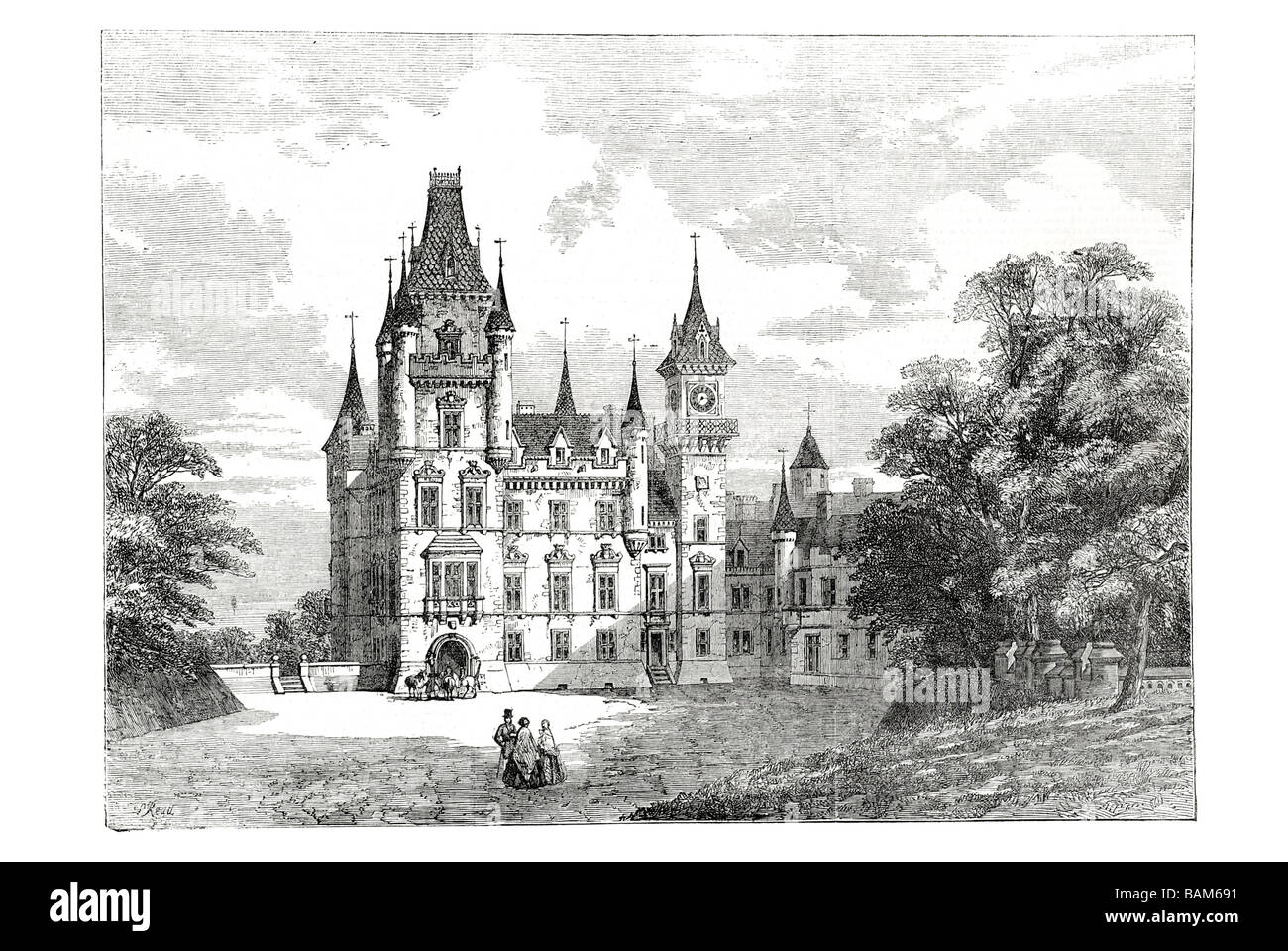 Dunrobin Castle stately home Sutherland Highland Scotland United Kingdom Clan fairytale 1855 Stock Photo
