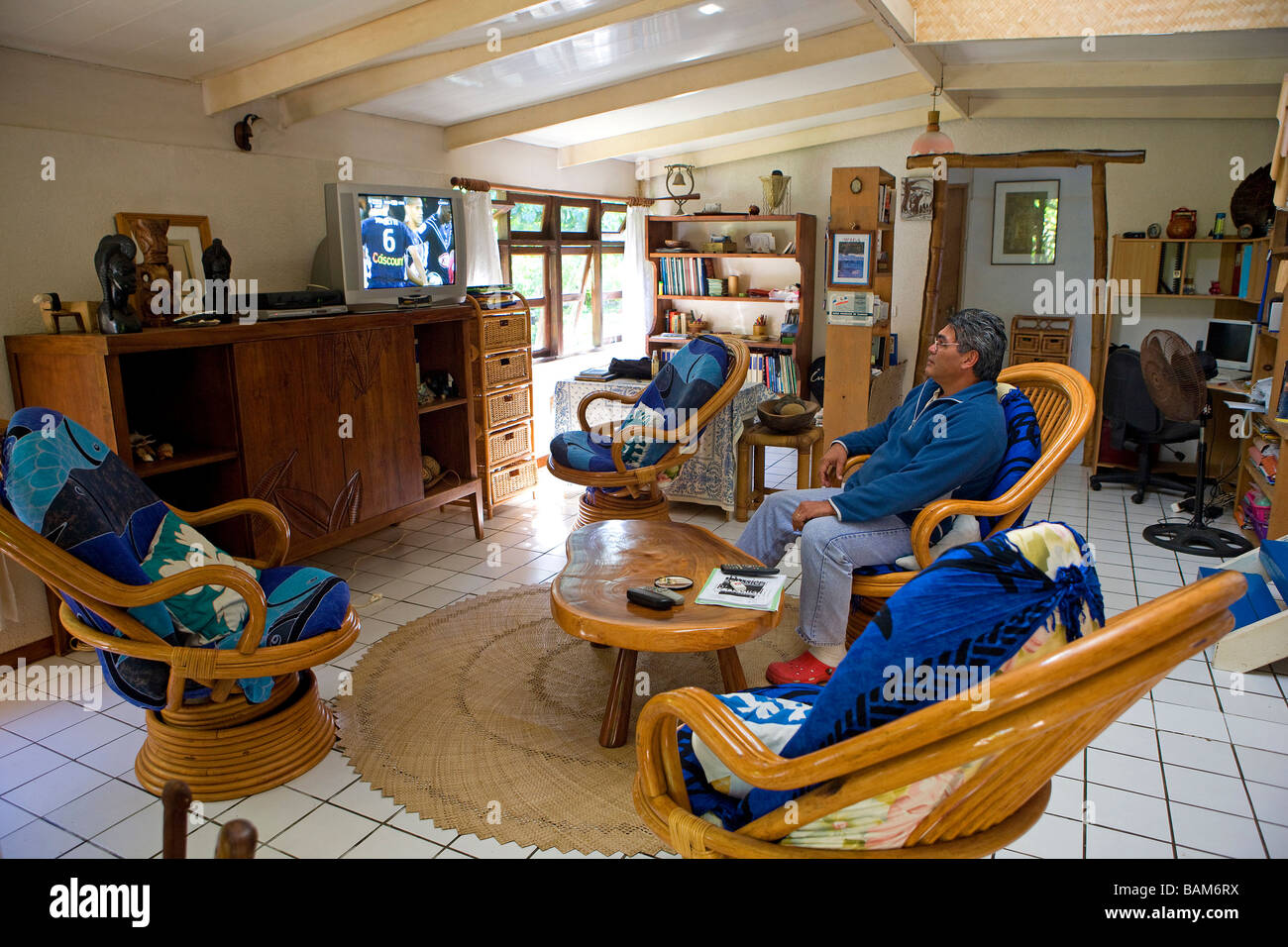 French Polynesia, Austral Islands, Tubuai island, inside a house Stock