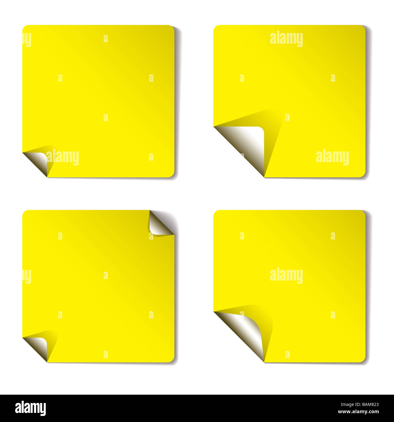 yellow sticker with corner curl and drop shadow Stock Photo - Alamy