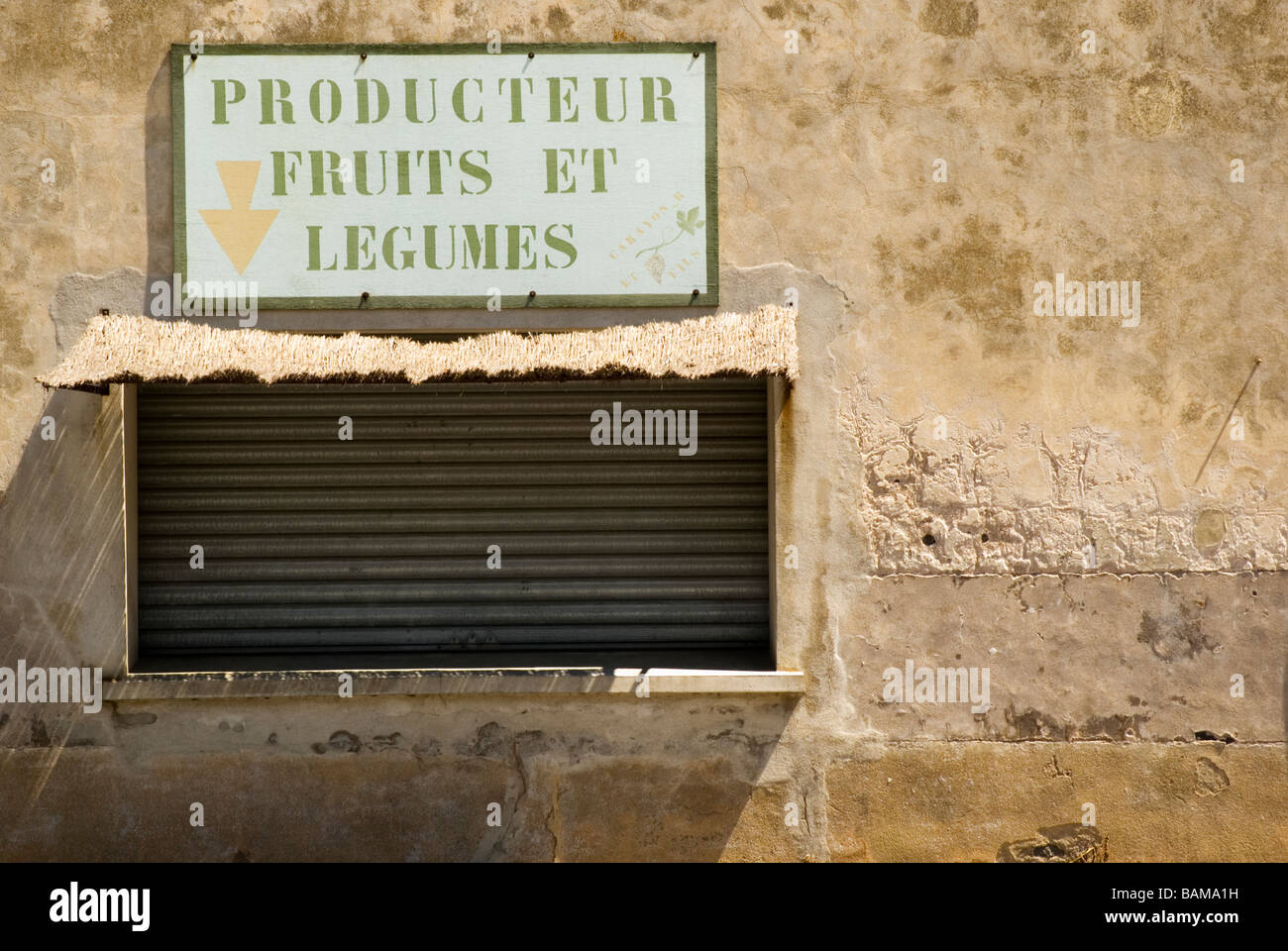 Fruit and vegetable shop sign in the south of France. Stock Photo