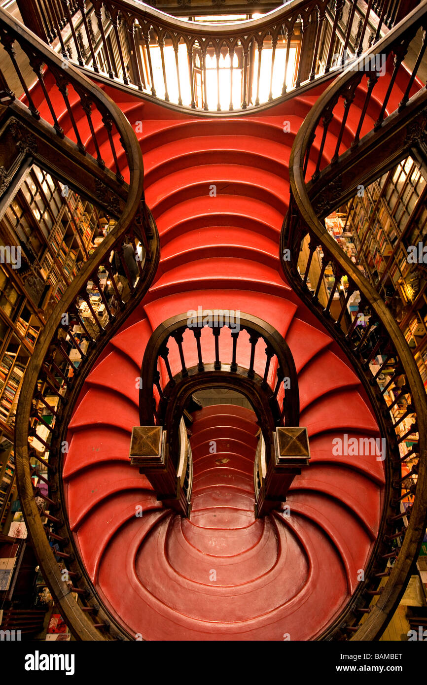 Portugal, Norte region, Porto, Lello Library stair Stock Photo